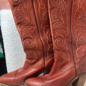 Frye Women's Brown Embroidered Heeled Boots